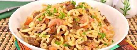 макароны со свиным сердцем и копченой курицей. Шаг 8