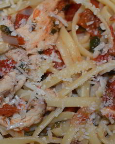 Паста баветте со шпинатом и индейкой по-итальянски