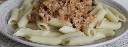 паста пенне с мясным фаршем в сметанно-томатном соусе. Шаг 8