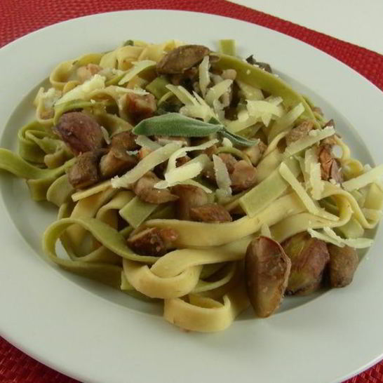 Рецепт пасты с каштанами, грибами и шалфеем