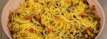 спагетти с грибами и помидорами. Шаг 9