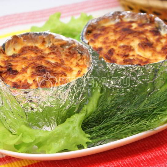 Рецепт куриного филе с грибами и сырома в горшочкаха иза фольг