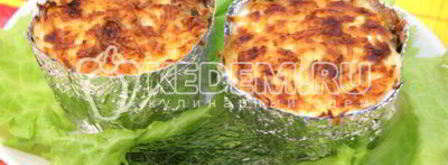 куриное филе с грибами и сыром в горшочках из фольги. Шаг 8