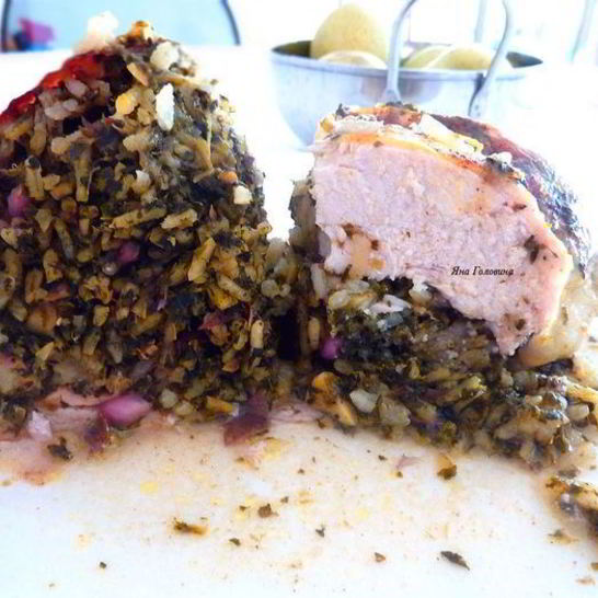 Рецепт курицы, фаршированной шпинатом и гранатом в яблочном сидре