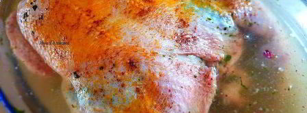 курица, фаршированная шпинатом и гранатом в яблочном сидре. Шаг 6