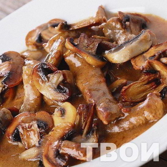 Рецепт нежной говядины с курицей и грибами