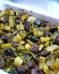 Соте из кабачков с молодой бараниной