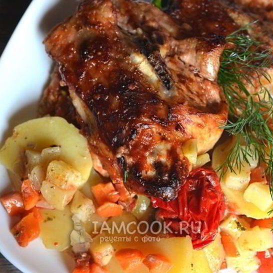 Рецепт спинок куриных с овощами в духовке