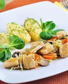 Свинина с грибами в сливочном соусе