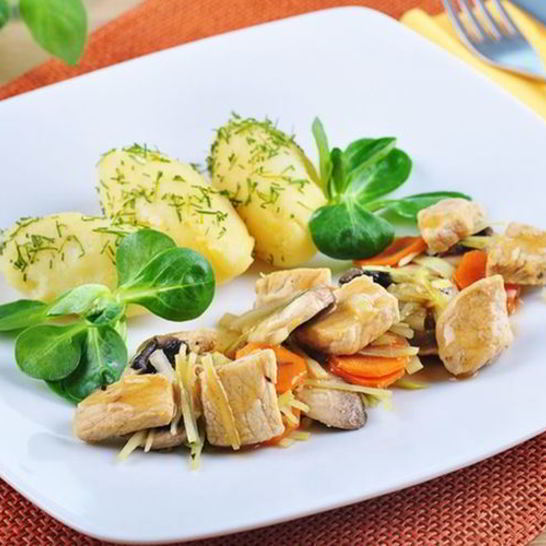 Рецепт свинины с грибами в сливочном соусе