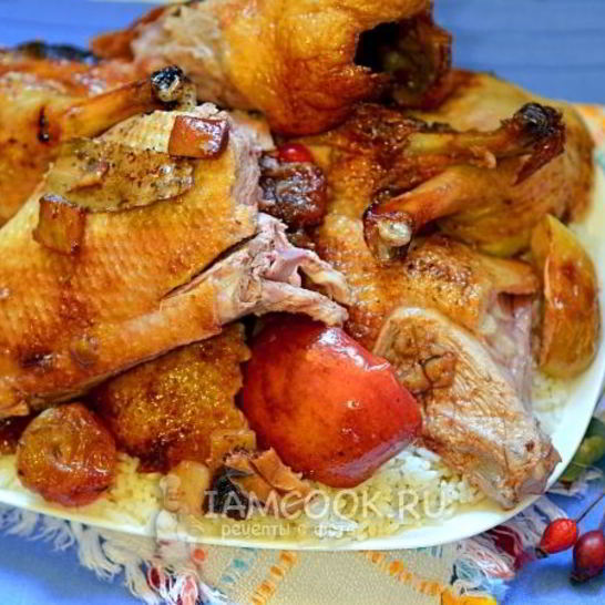 Рецепт утки с фруктами в духовке
