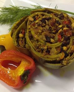 Артишок запеченный, фаршированный грибами