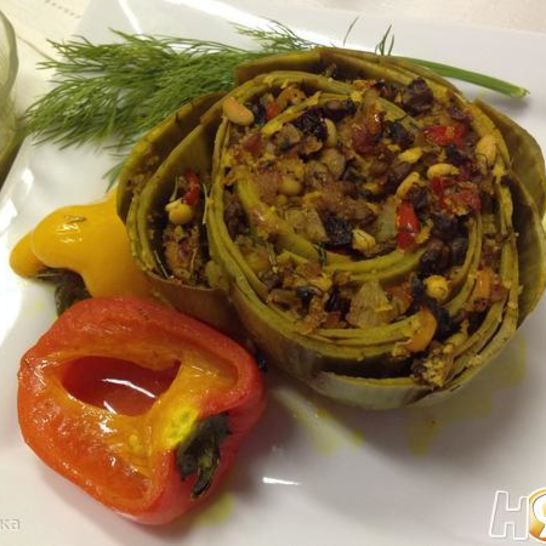 Рецепт артишока запеченного, фаршированного грибами