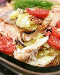 Картофельный гратен с лососем