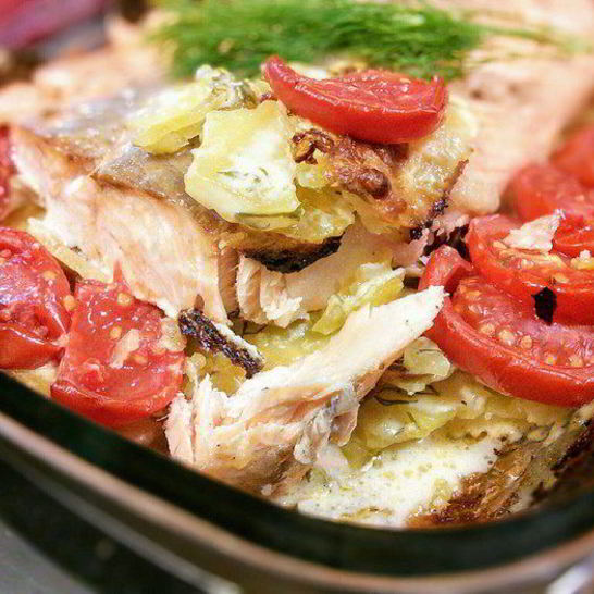 Рецепт картофельного гратен с лососем