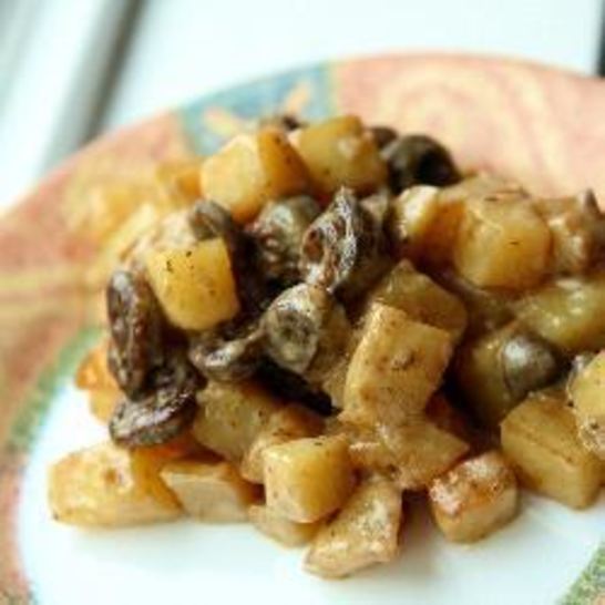 Рецепт картошки тушеной с сердцема