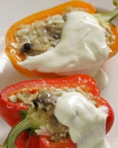 Перец, фаршированный творогом и грибами