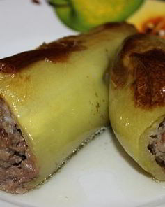 Перец, запеченный с грибами