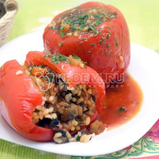 Рецепт перцев фаршированных рисом и грибами