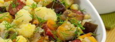 цветная капуста, тушенная с баклажанами и сосисками. Шаг 13