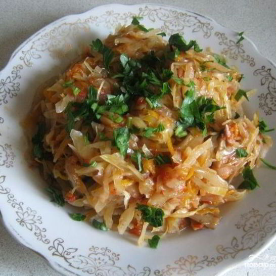Рецепт тушеной капусты с шампиньонами