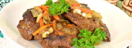 говяжья печень с луком и морковью в мультиварке. Шаг 7