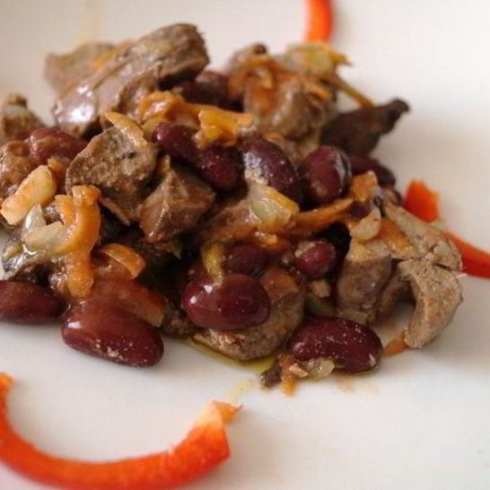 Рецепт куриной печени с фасолькой