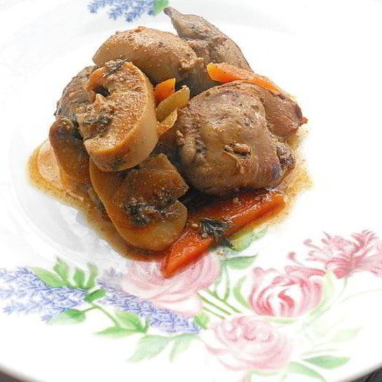 Рецепт куриной печени с грибами