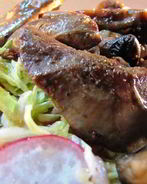 Куриная печень с шампиньонами