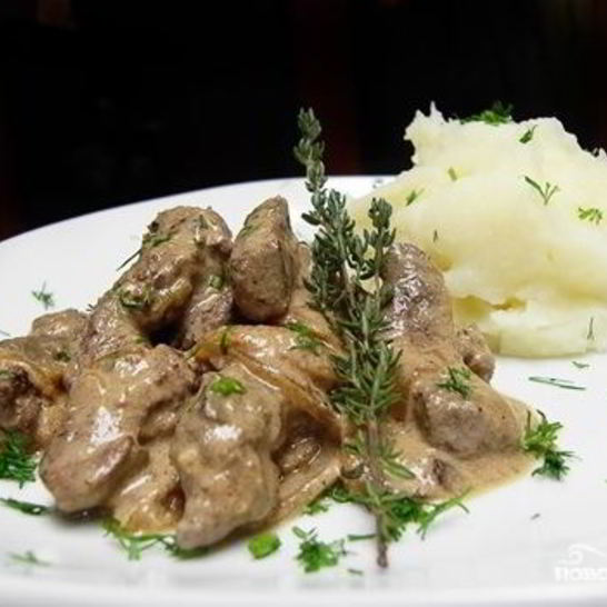 Рецепт куриной печени, жареной в сметане