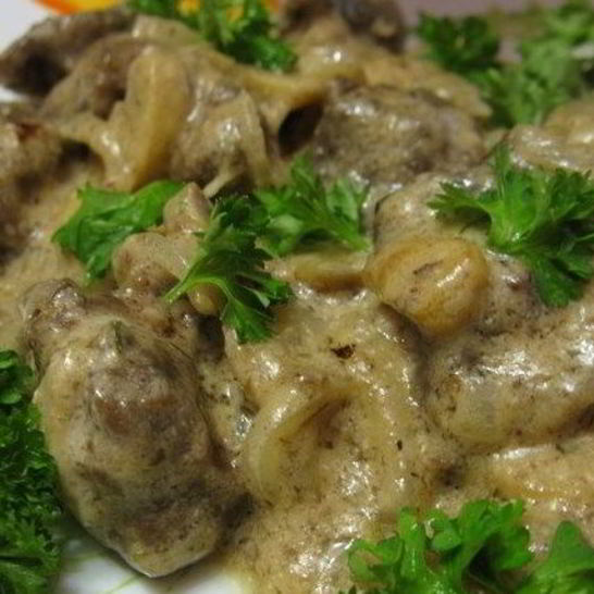 Рецепт печени говяжья, тушенная в сметане