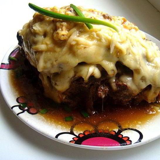 Рецепт печени говяжья, запеченная под сырной шапкой