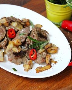 Печень кролика жареная