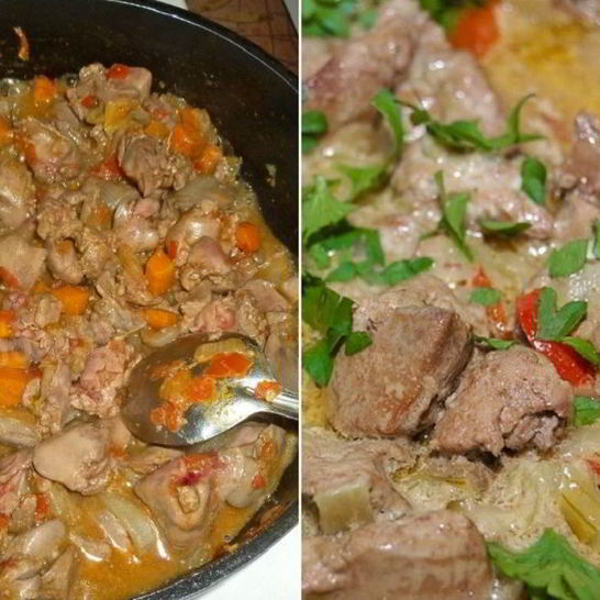 Рецепт печени с овощами