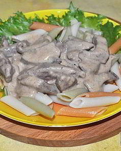 Печень в сливочном соусе бешамель