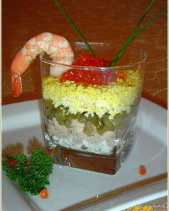 Веррины с красной икрой и печенью трески