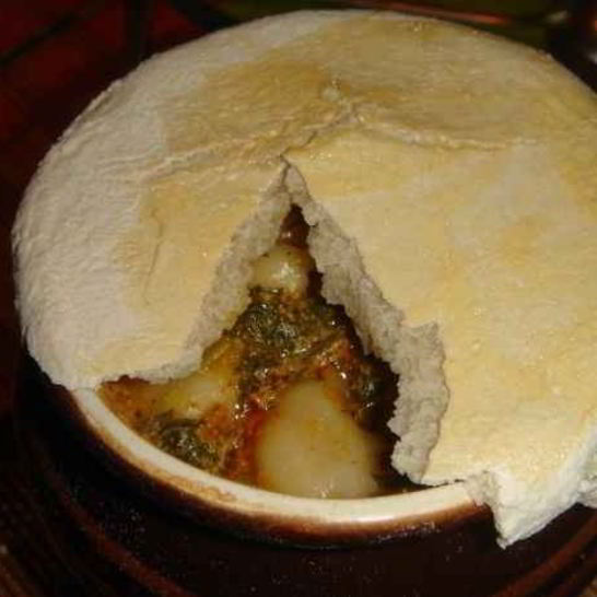 Рецепт пельменей в горшочках с печенью