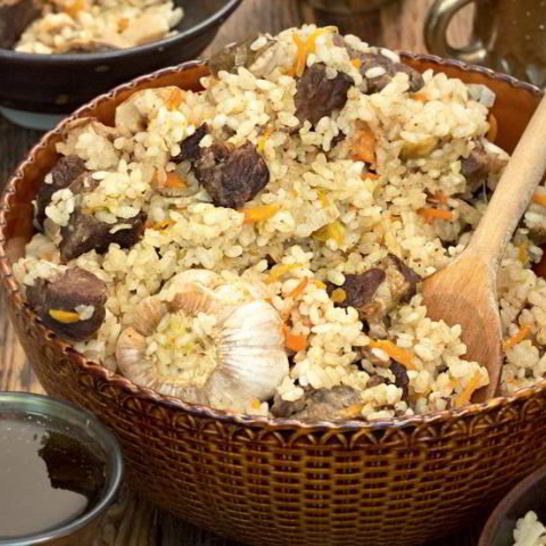 Рецепт городского плова с бараниной и грибами