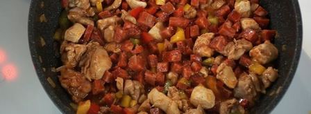 испанская паэлья с курицей и тигровыми креветками. Шаг 5