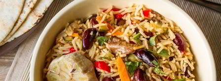 овощной плов с лесными грибами и фасолью. Шаг 21