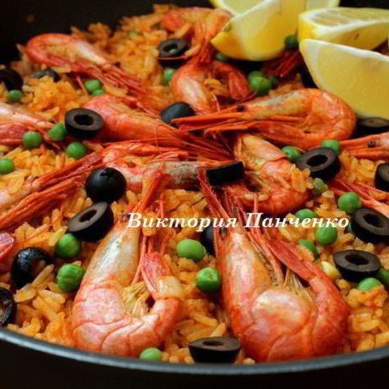 Рецепт паэльи с креветками