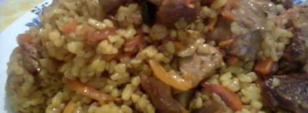 плов фантазия с мясом и грибами. Шаг 5