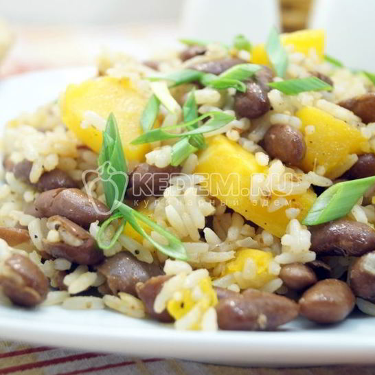 Рецепт постного плова с тыквой и фасолью