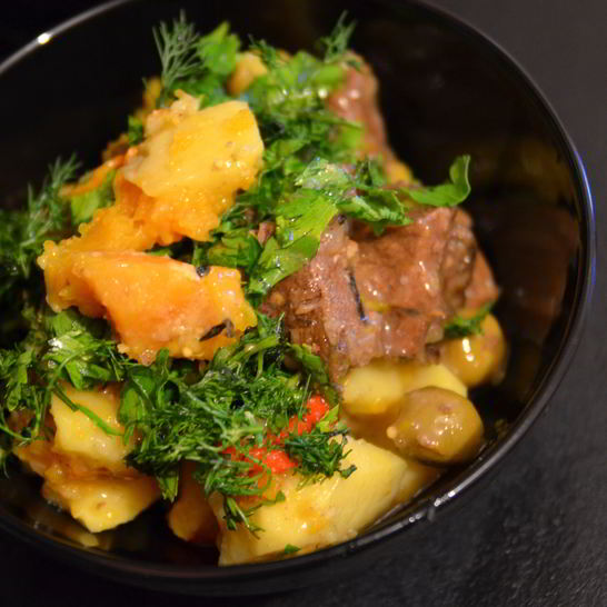 Рецепт рагу из говядины с тыквой и оливками