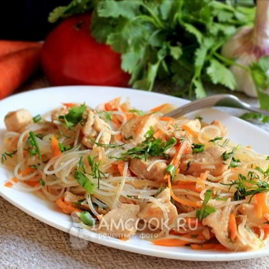 Рецепт рисовой лапши с курицей и морковью