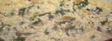 ризотто с грибами, капустой кале и беконом. Шаг 12