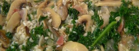 ризотто с грибами, капустой кале и беконом. Шаг 10