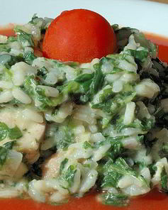 Ризотто с курицей и шпинатом