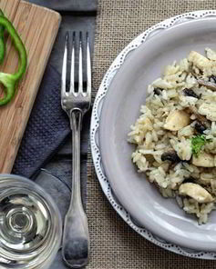 Ризотто с шампиньонами и куриным филе