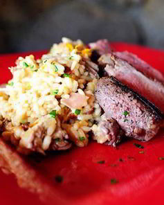 Ризотто с уткой и ветчиной